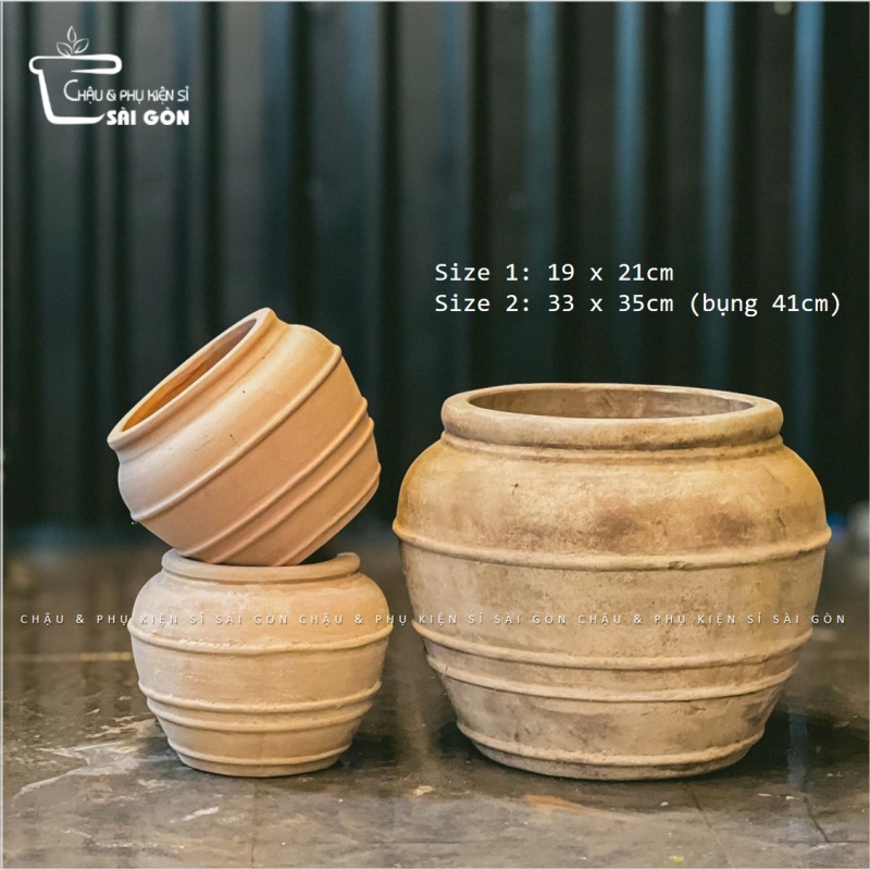 Chậu đất nung mộc